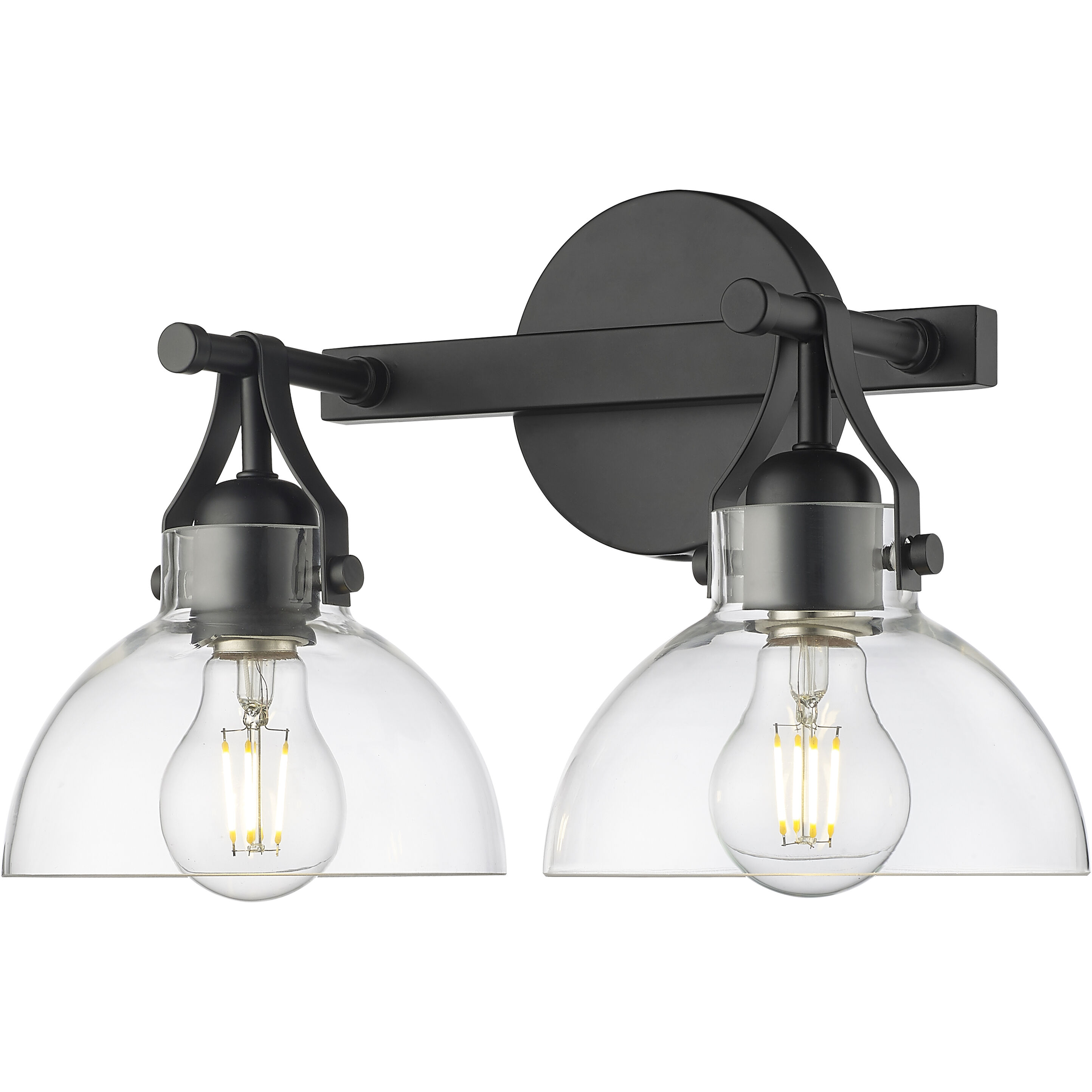 None 2 Light 14.5 inch Matte Black Bathroom Vanity Light Wall Light